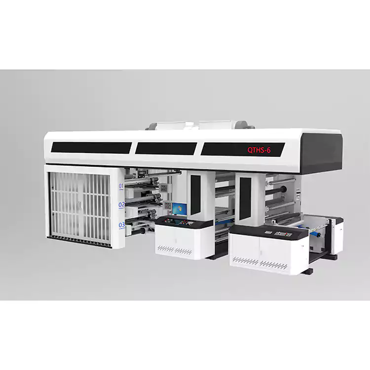 6 бои Серво погон Тип на запчаник Централен барабан Флексо машина за печатење Тип на ракав