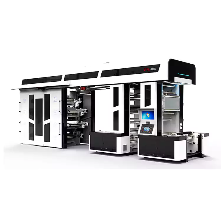 Флексографски машини за печатење во 8 бои, приспособени за печатење вреќи за пазарење